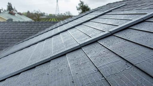 GAF Energy Tiberline Solar Roof wet with rain