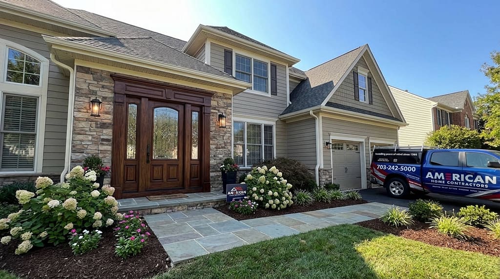 Wooden entry door installed on house in Viginia