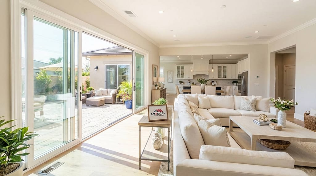 Patio & sliding door leading to back yard