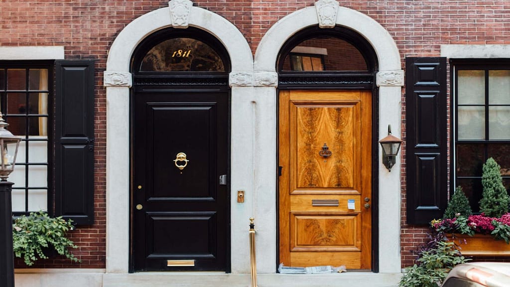 black and brown exterior doors
