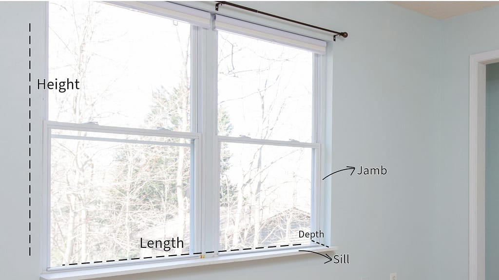 Windows with Height, Length, Depth, Jamb and Sill labels