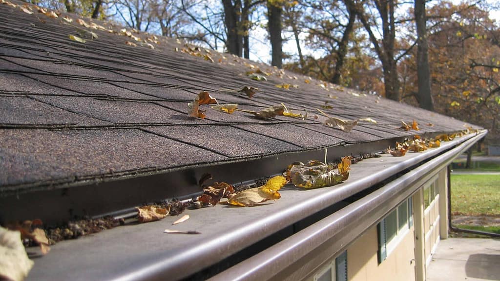 roof with leaf away gutter installed
