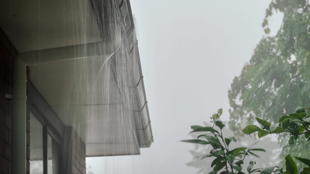heavy rainfall on a house