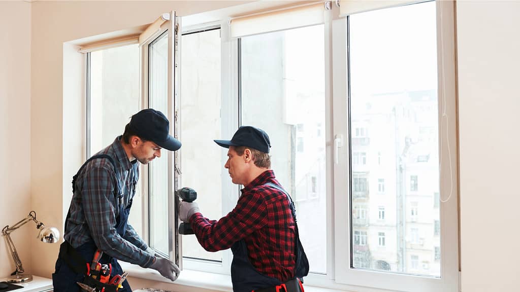 workers installing new windows