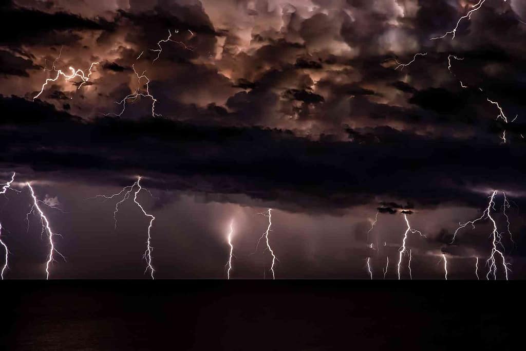 Storm with lightning and clouds