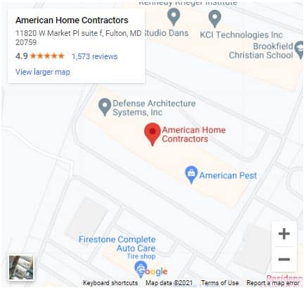 Google Map American Home Contractors Maryland roof replacement experts