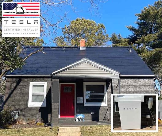 Tesla solar roof with tesla power wall installed by American Home Contractors