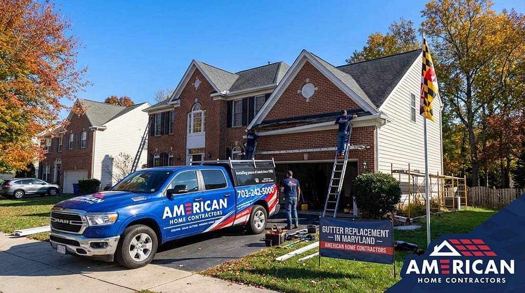 AHC replacing gutters on a home in Maryland