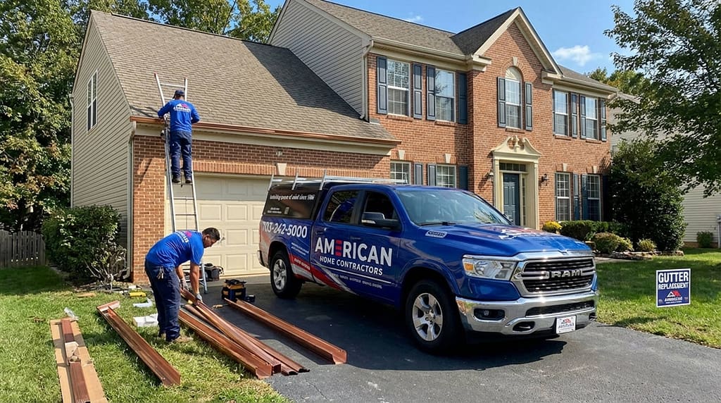 AHC team replacing gutters on home in Virginia