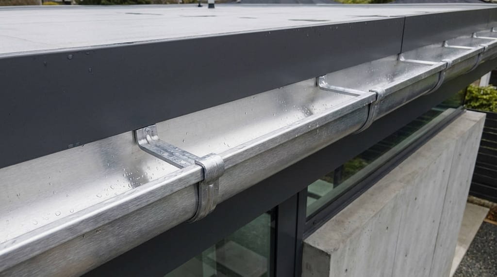 Aluminum gutter installed on home