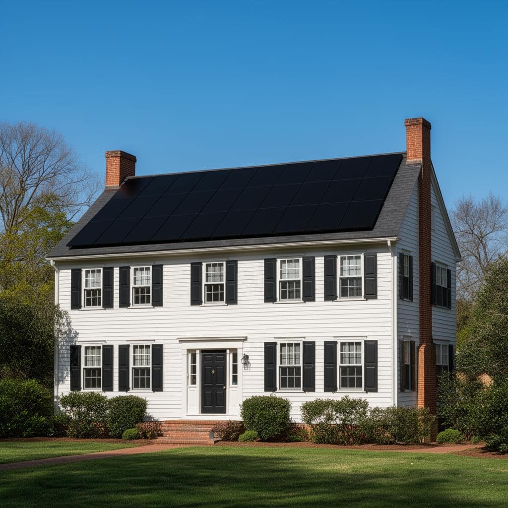 House with solar panels installed in Virginia