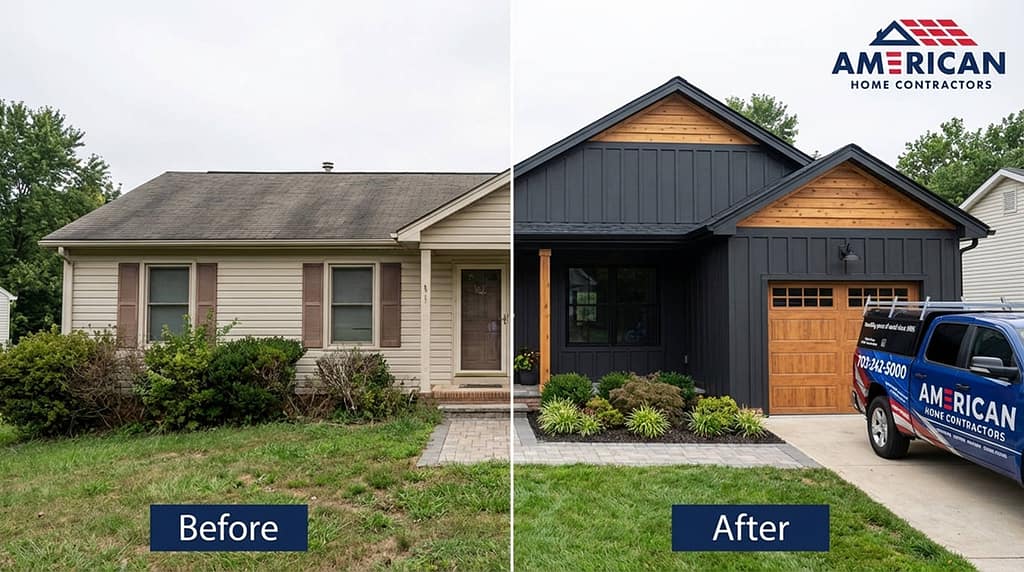 Before and after siding replacement