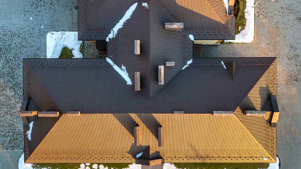top view of a roof with complex configuration