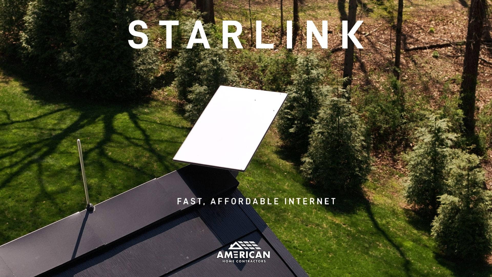 Starlink dish professionally installed on a roof