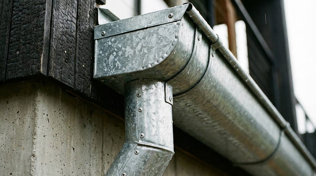 Steel gutters on home