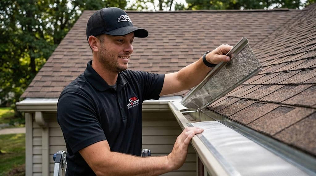 AHC technician installing gutter guards