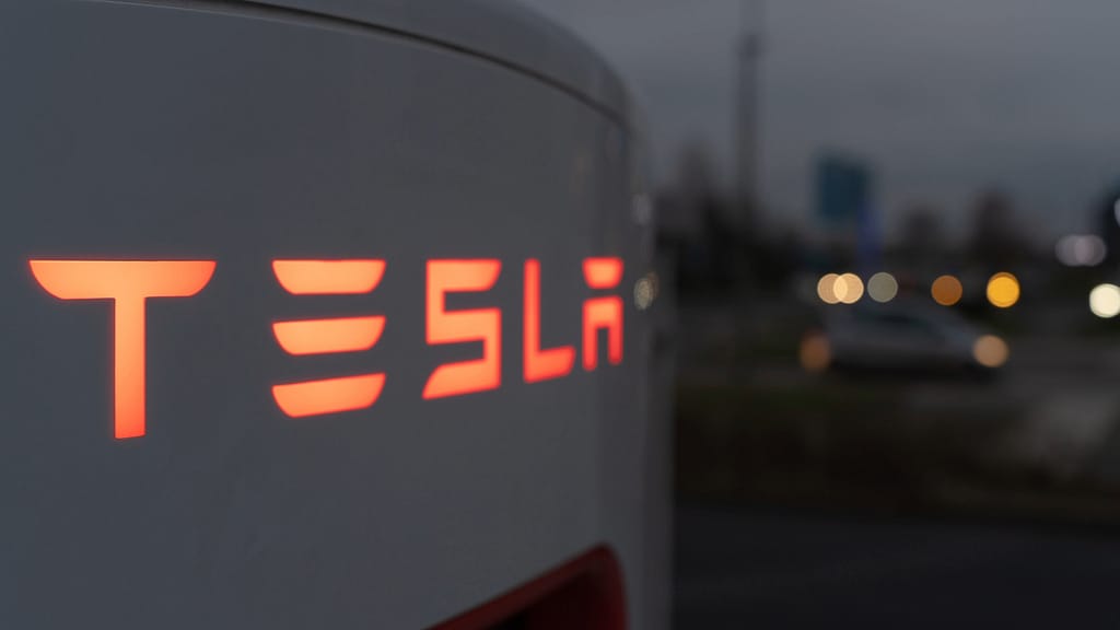 Tesla Super Charger on a parking lot