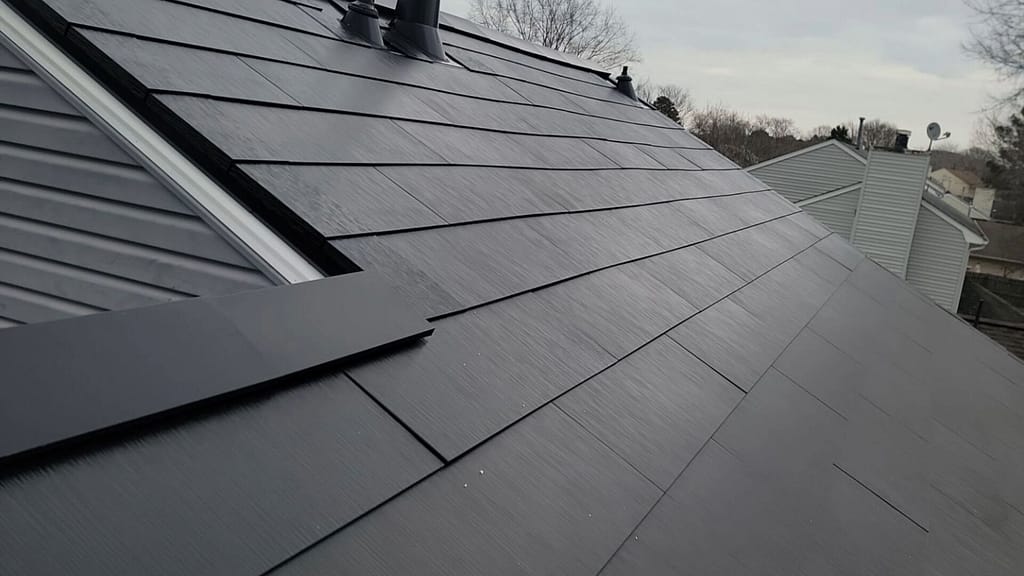 roof with tesla solar tiles