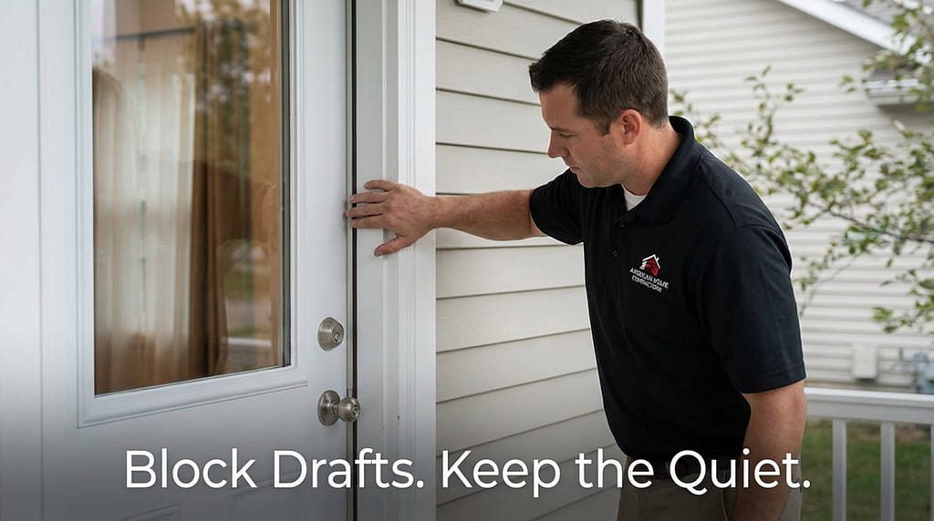 AHC technician inspecting door for drafts
